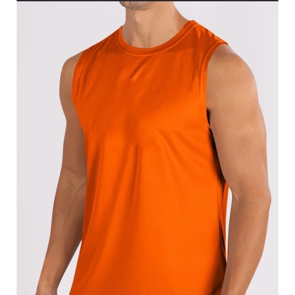APEX 1X MENS TANK TOP Red Orange. Easy Care Breathable.